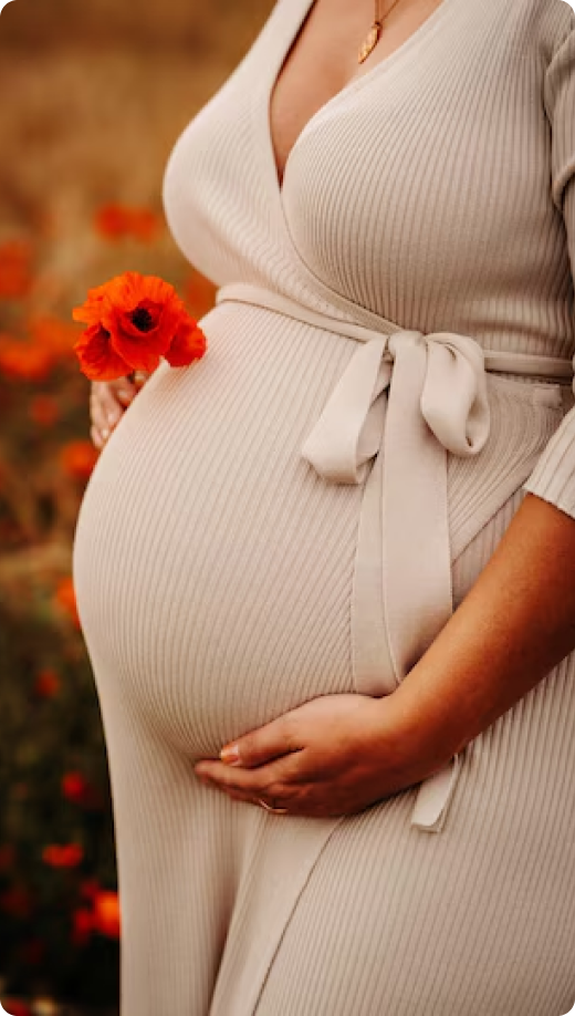 Pregnant mother holding her belly
